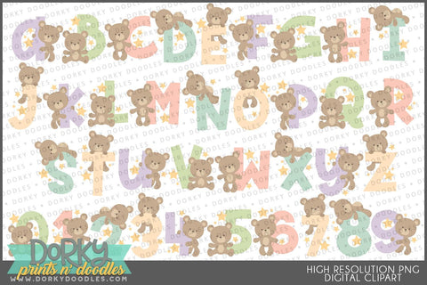Teddy Bear Alphabet Clipart - Dorky Doodles