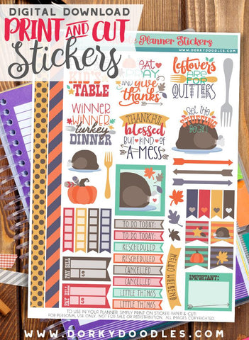 Thankful Mess Print and Cut Planner Stickers