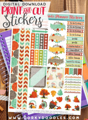 Thanksgiving Canvas Print and Cut Planner Stickers