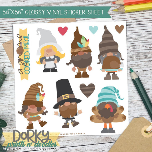 Thanksgiving Gnomes Stickers Sheet