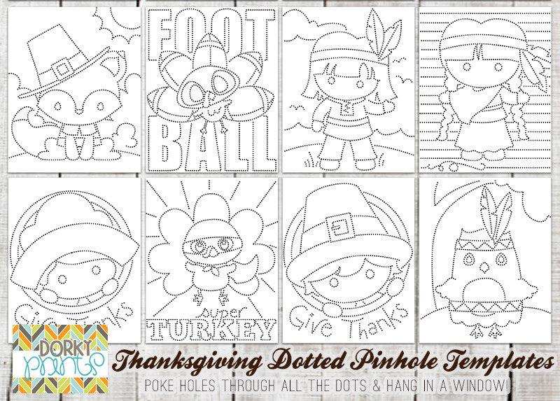 Thanksgiving Pin Hole Art Templates - Fun Learning Printables