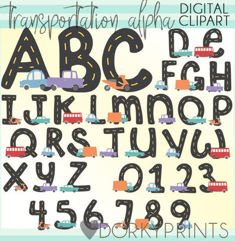 Transportation Alphabet Clipart