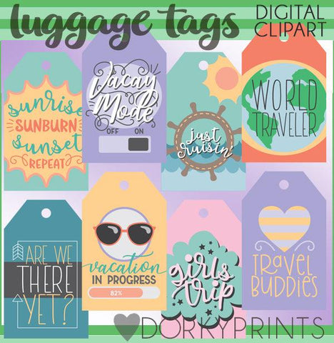 Travel and Luggage Tags Clipart