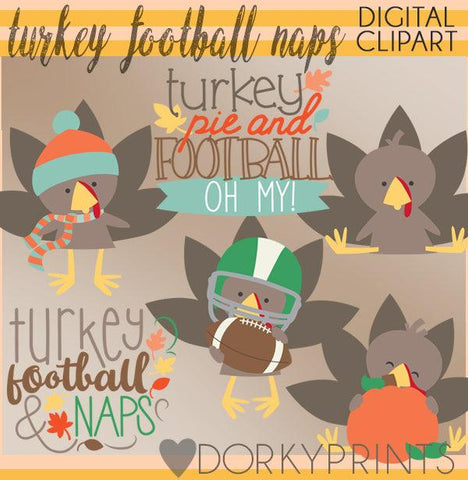 Turkey and Football Thanksgiving Clipart