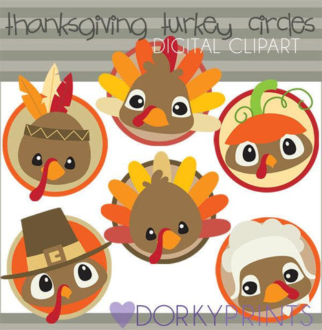 Turkey Circles Thanksgiving Clipart