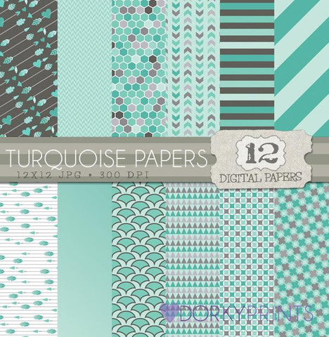 Turquoise Digital Paper Pack