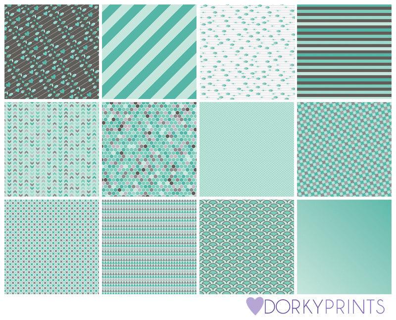 Turquoise Digital Paper Pack