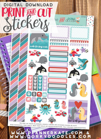 Under the Sea Print and Cut Planner Stickers