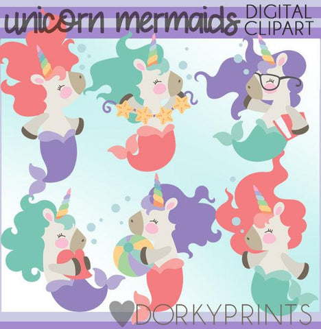 Unicorn Mermaid Summer Clipart