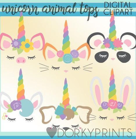 Unicorn Toppers Animals Clipart