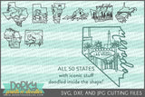 US States DXF and SVG Cuttable Files - Dorky Doodles
