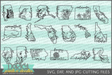 US States DXF and SVG Cuttable Files - Dorky Doodles
