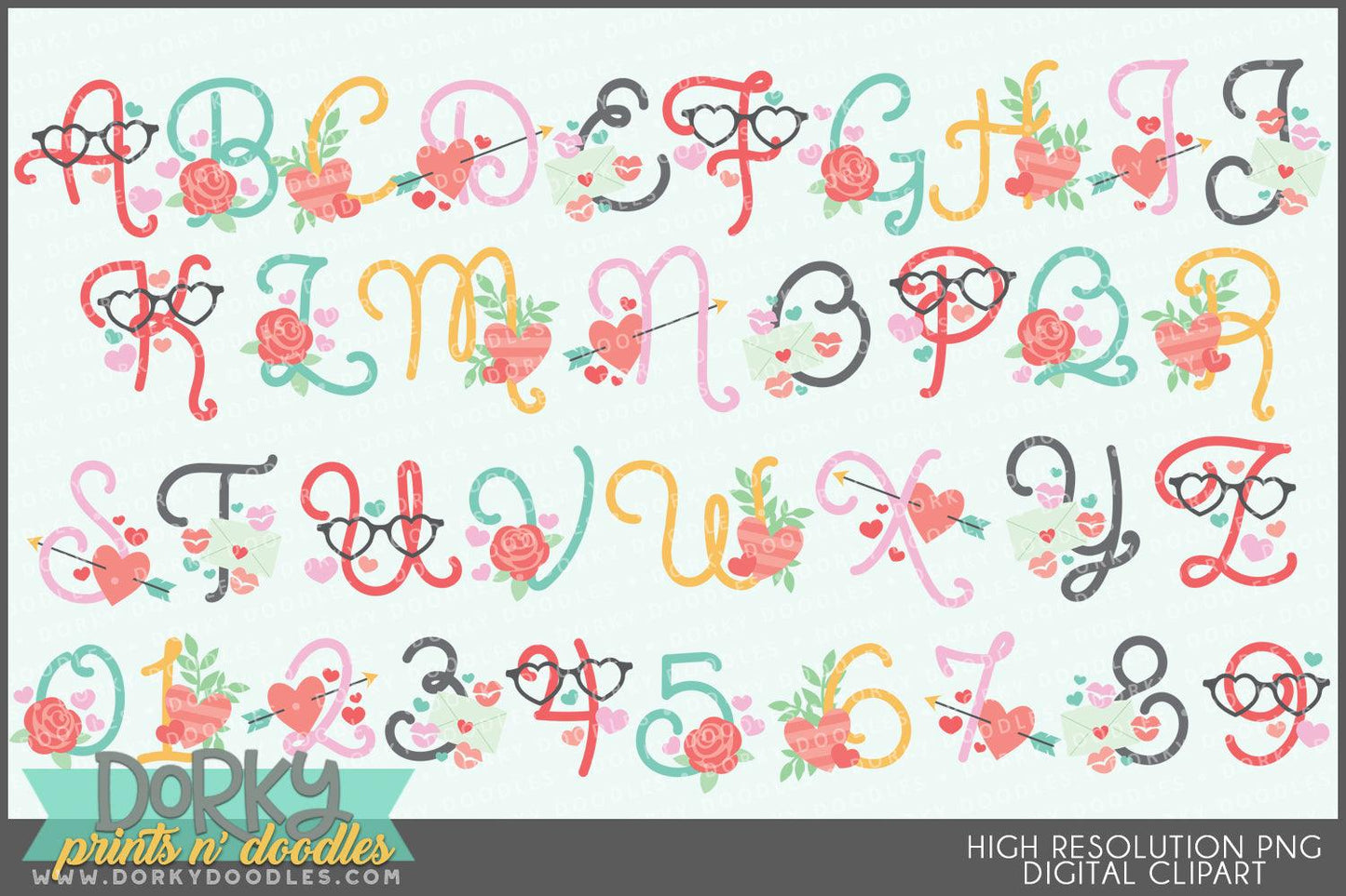 Valentine Alphabet Clipart