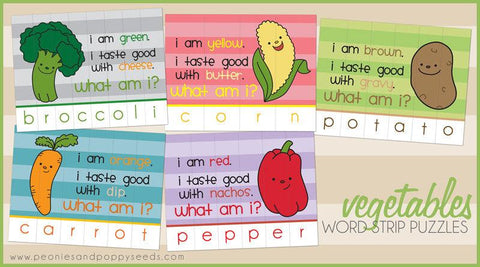 Vegetable Paper Puzzles Learning Printables