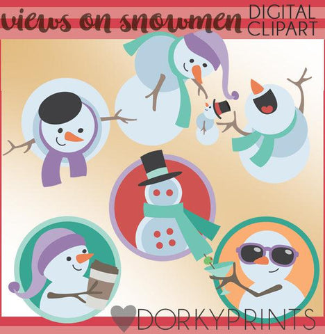 Views of Snowmen Christmas Clipart