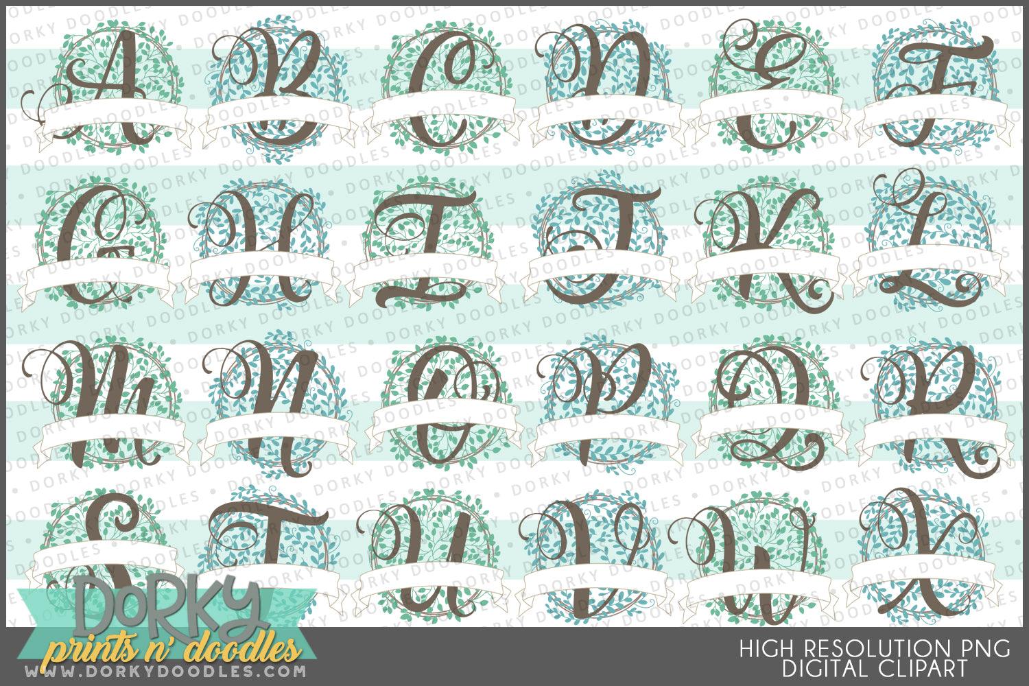 Vine Monogram Alphabet Clipart - Dorky Doodles