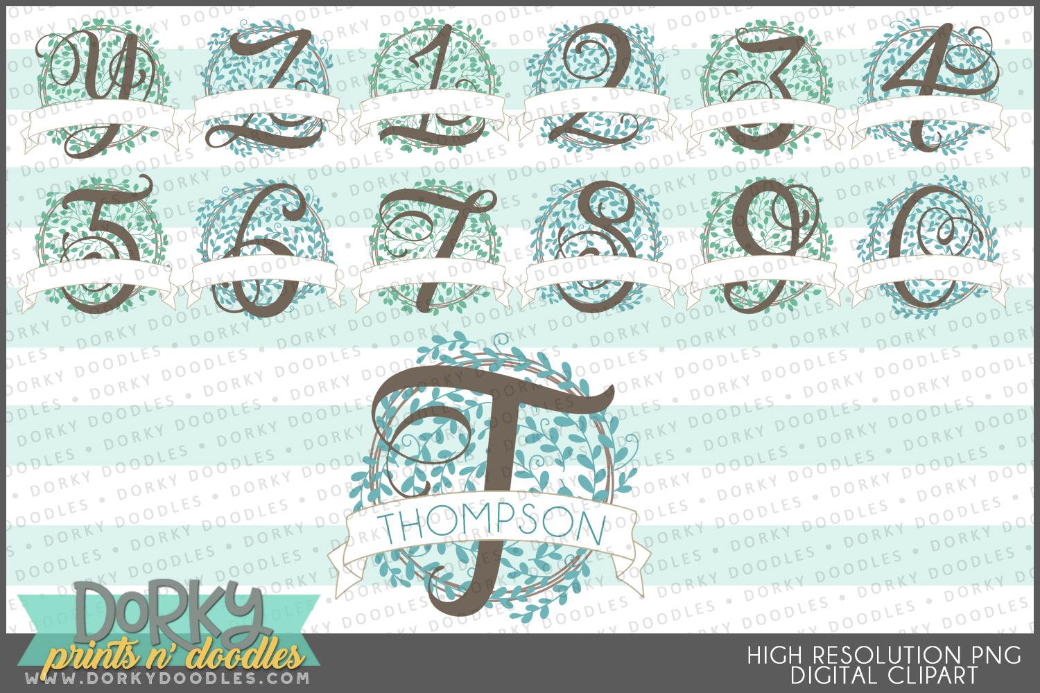 Vine Monogram Alphabet Clipart - Dorky Doodles