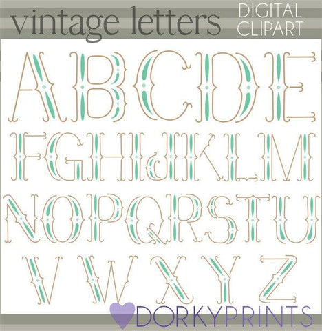 Vintage Alphabet Clipart