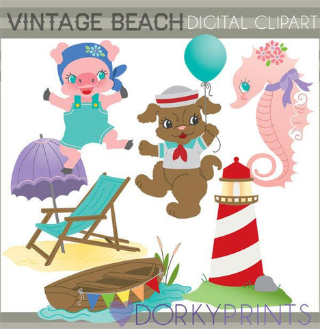 Vintage Beach Summer Clipart