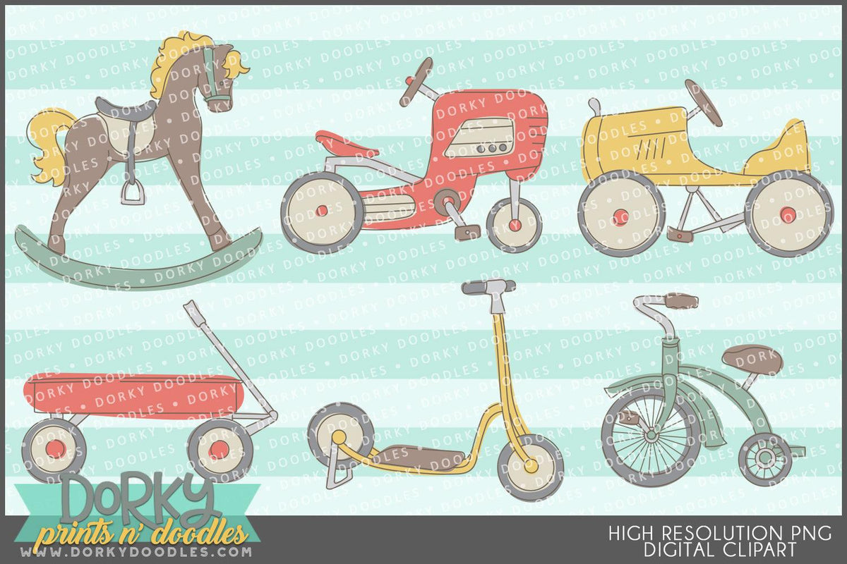 Vintage Ride-On Toys Clipart – Dorky Doodles