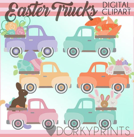 Vintage Trucks for Easter and Spring Clipart