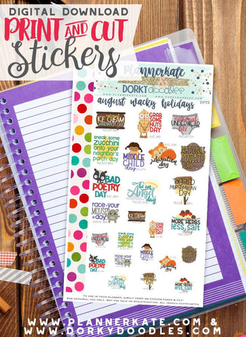 Wacky August Print and Cut Planner Stickers