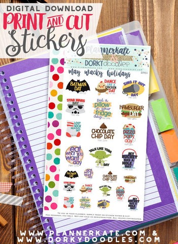 Wacky May Print and Cut Planner Stickers