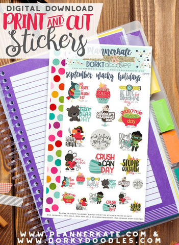 Wacky September Print and Cut Planner Stickers