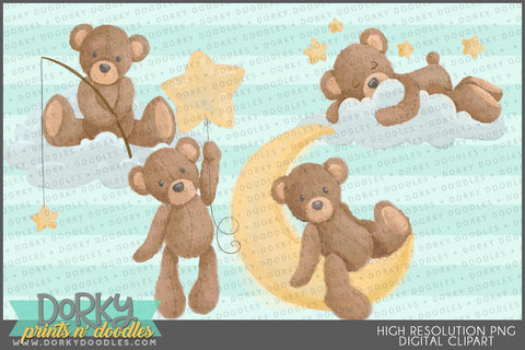 Watercolor Teddy Bear Animals Clipart - Dorky Doodles