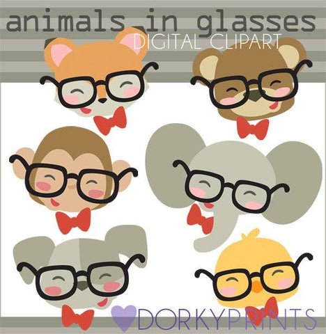 Wearing Glasses Animals Clipart