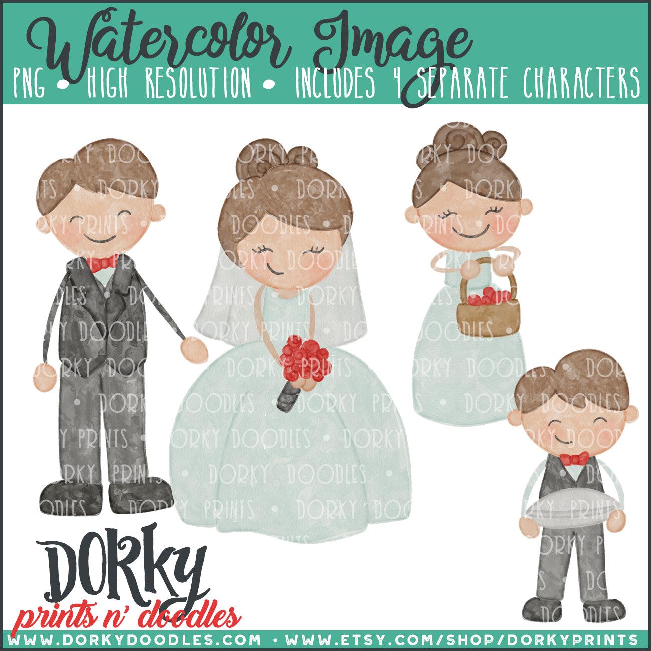 Wedding Party Characters Watercolor PNG