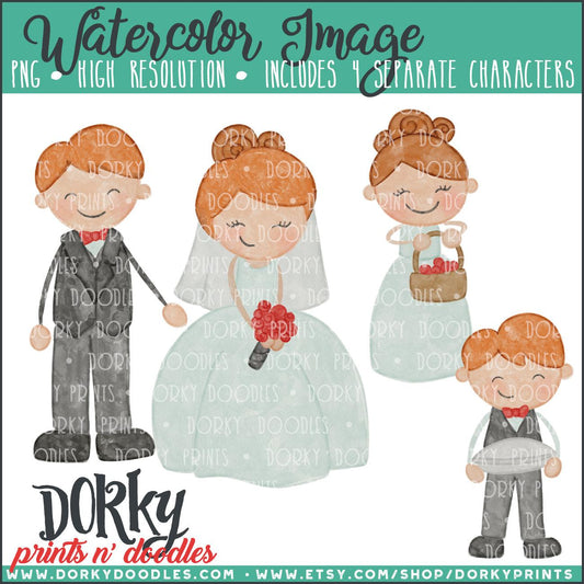 Wedding Party Characters Watercolor PNG