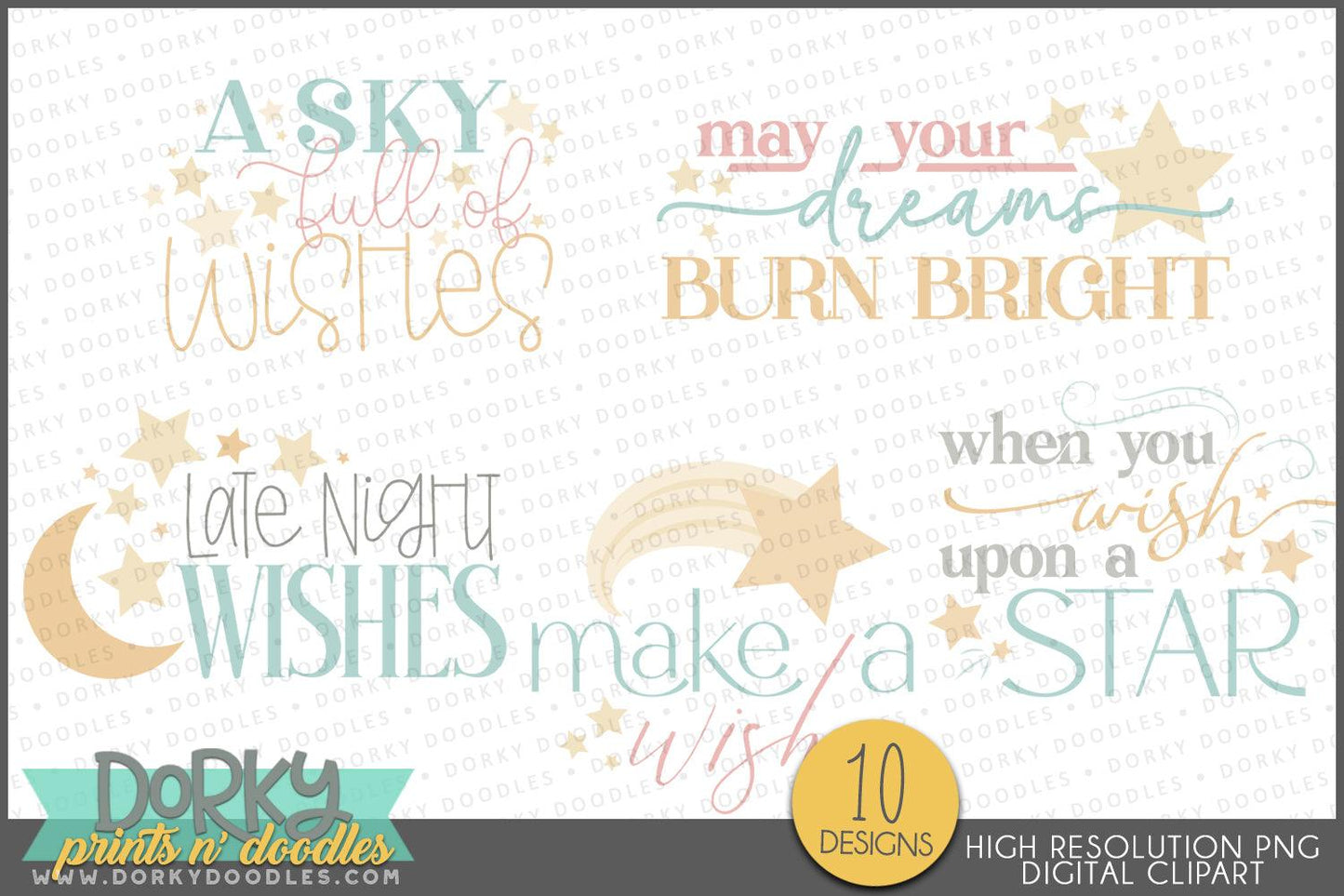 Wishful Thinking Sayings Clipart - Dorky Doodles