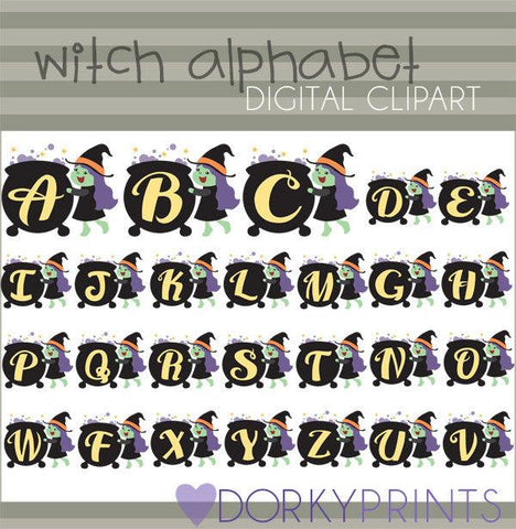 Witch Alphabet Clipart