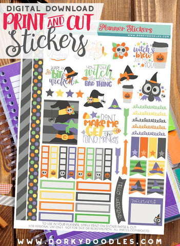 Witch Cuties Print and Cut Planner Stickers