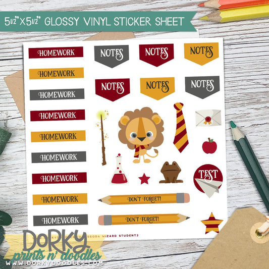 Wizard School Student Planner Stickers - Dorky Doodles