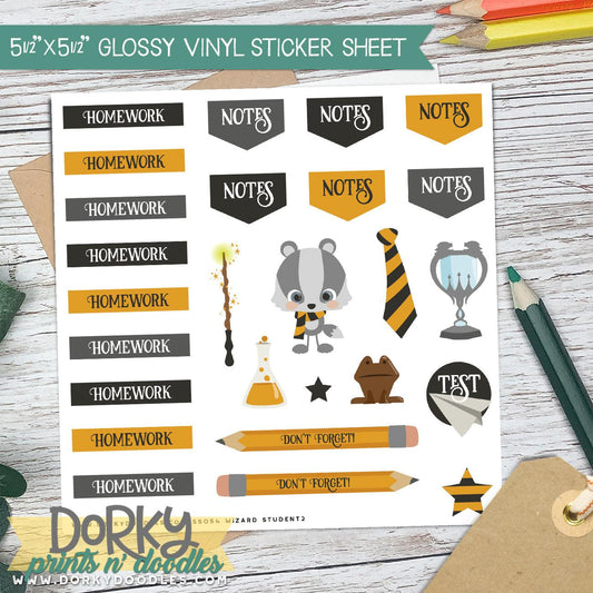 Wizard School Student Planner Stickers - Dorky Doodles