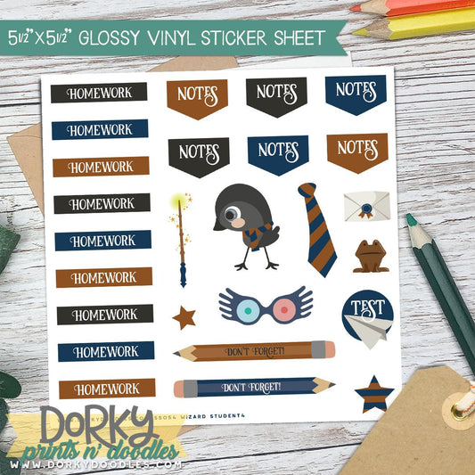 Wizard School Student Planner Stickers - Dorky Doodles