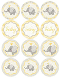 Yellow Elephant Circle Tags Baby Shower Printables