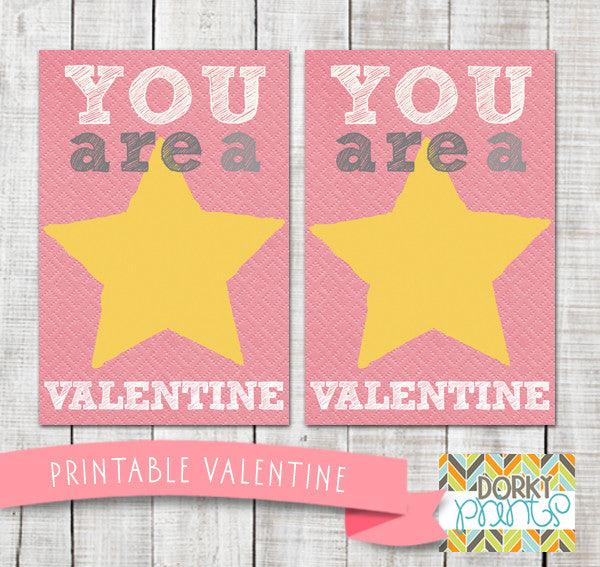 "You're a Star" Valentine Card Holiday Printables