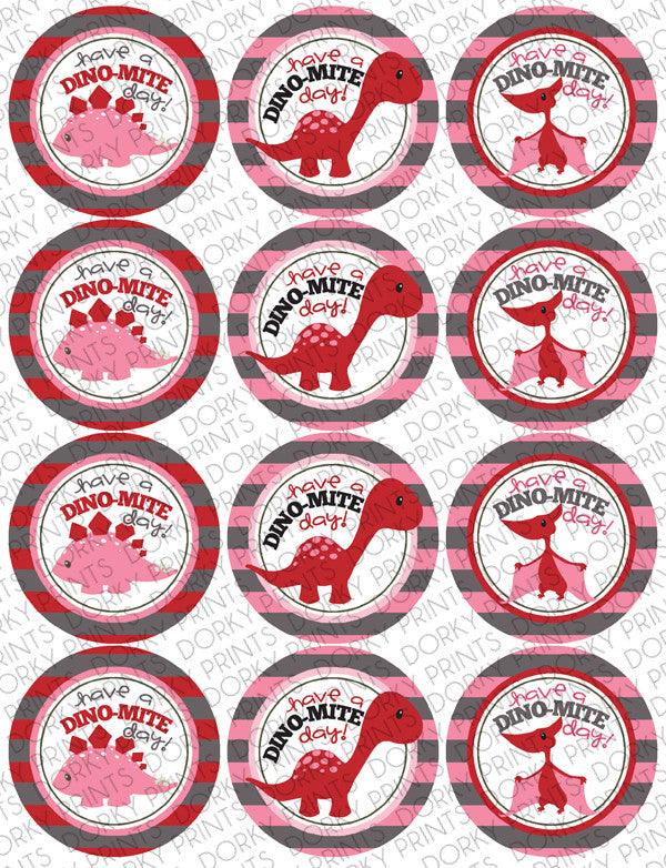 "You're Dino-mite" Valentine Circle Tags Holiday Printables