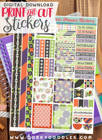 Zombie Header Print and Cut Planner Stickers