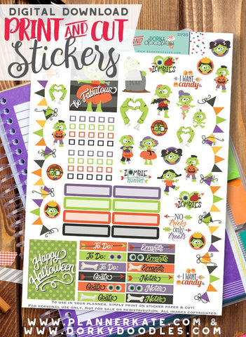 Zombie Print and Cut Planner Stickers